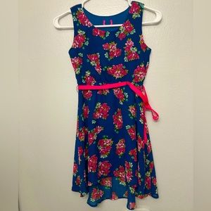 Blue Floral Girls Dress Sz 14-16